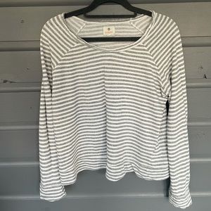 Sundry gray and white stripe terry long sleeve light sweatshirt size 2, medium